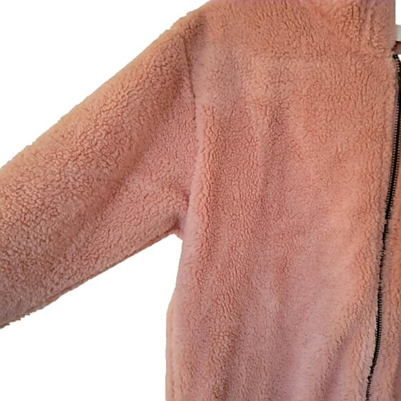 - BP Teddy bear hooded long zipper Light jacket pocket, blush pink NWOT - Picture 5 of 8